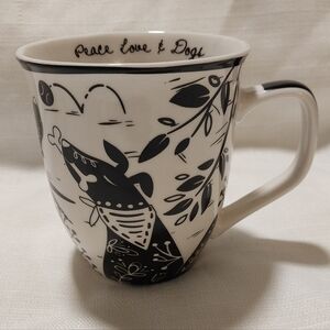 Karma Black and White "Peace Love & Dogs" Mug